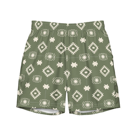 Green Aztec Men's Swim Trunks