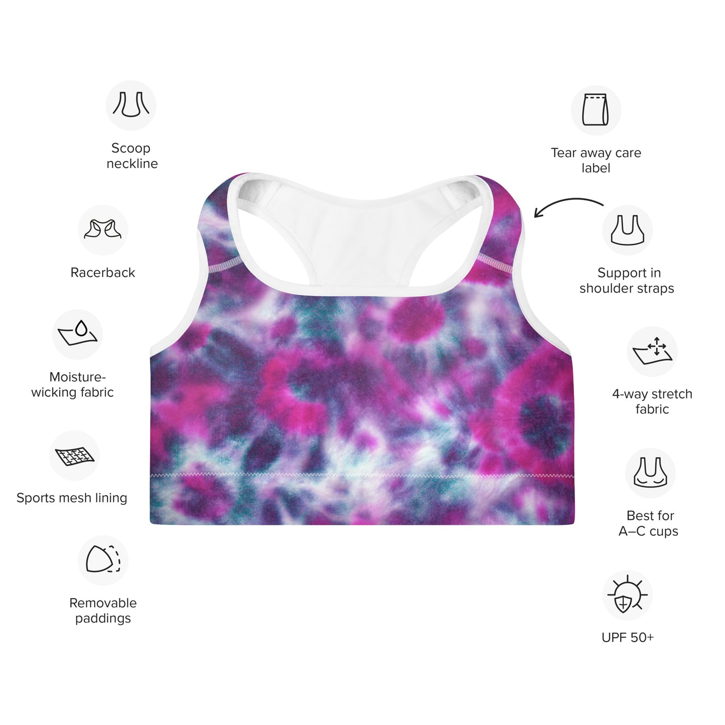 Women Dwellers Tie-Dye Padded Sports Bra