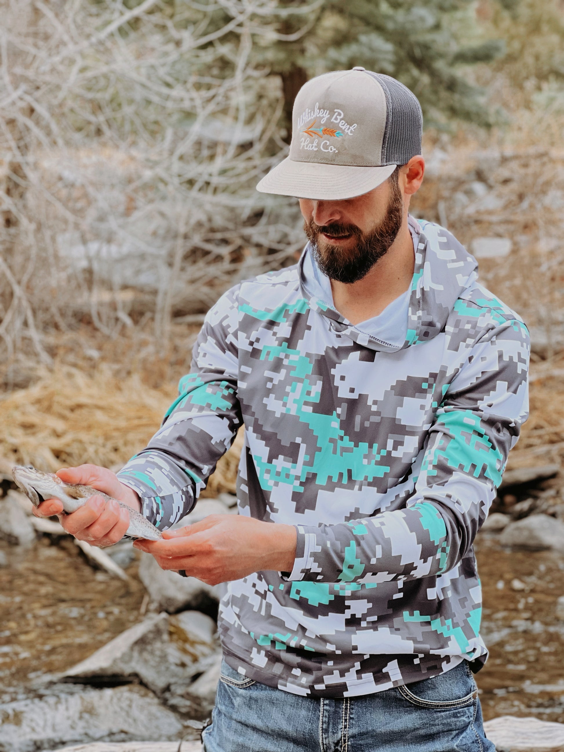 Digital Camo Fishing Shirt UPF 50+ M